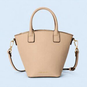 Fyn & Fia Sorrento Clamshell Beige Leather Crossbody / Shoulder Bag